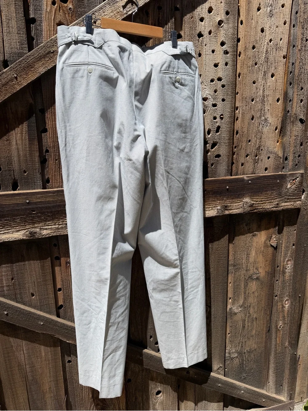Cifonelli blue and white striped Classic Straight Fit trousers size 34 bespoke
